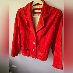 Banana Republic Vintage 100% Suede Cinch Back Jacket Red Medium